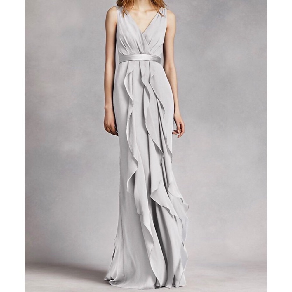 [White By Vera Wang] VNeck Wrapped Dress sterling